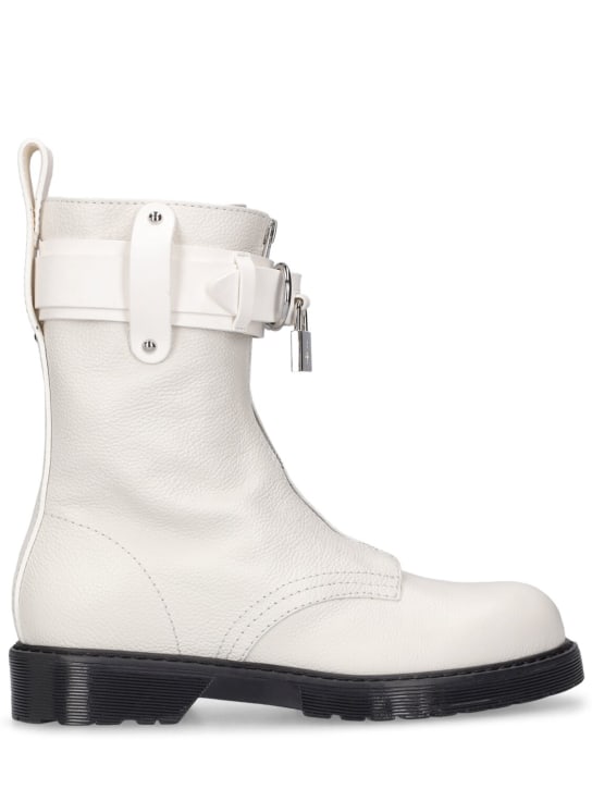 JW Anderson: 25mm Punk Combat leather ankle boots - White - women_0 | Luisa Via Roma