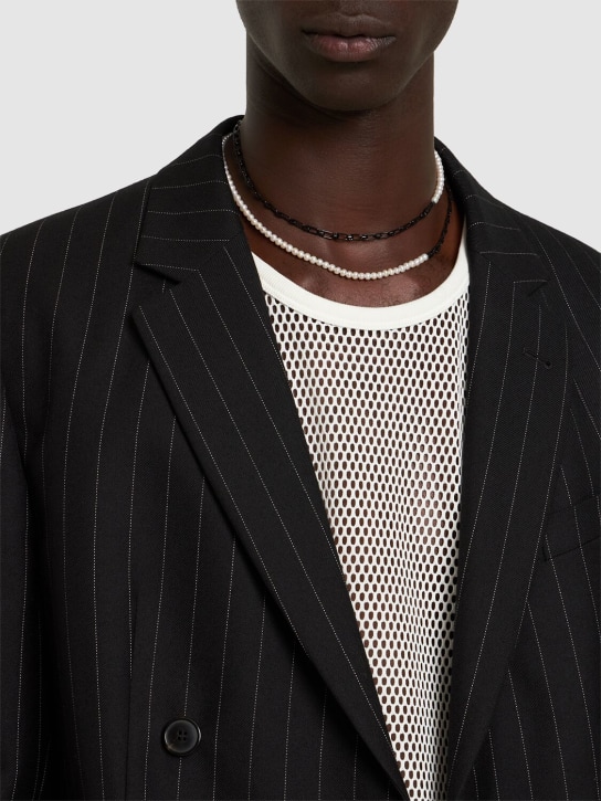 EÉRA: Chain & pearl double Reine necklace - Black/Pearl - men_2 | Luisa Via Roma