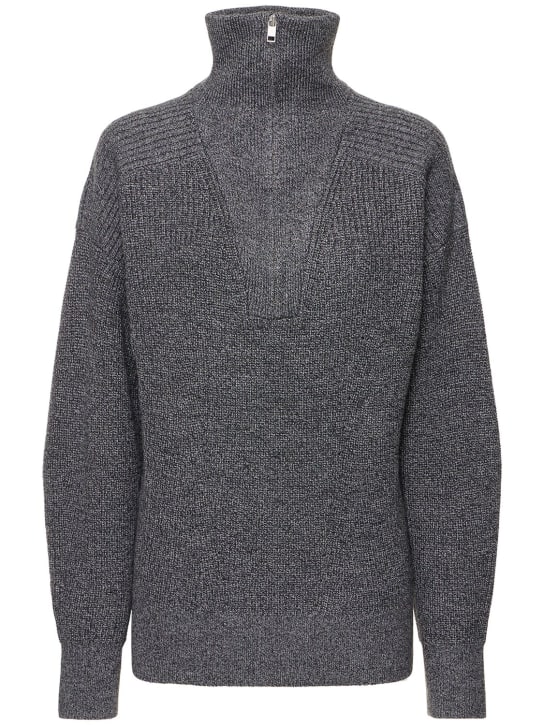 Marant Etoile: Benny merino knit polo sweater - Grey - women_0 | Luisa Via Roma