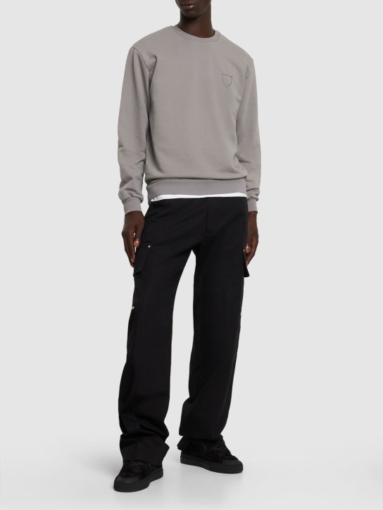 HTC Los Angeles: Small logo cotton crewneck sweatshirt - Light Grey - men_1 | Luisa Via Roma