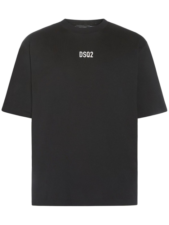 Dsquared2: Loose Fit コットンTシャツ - ブラック - men_0 | Luisa Via Roma