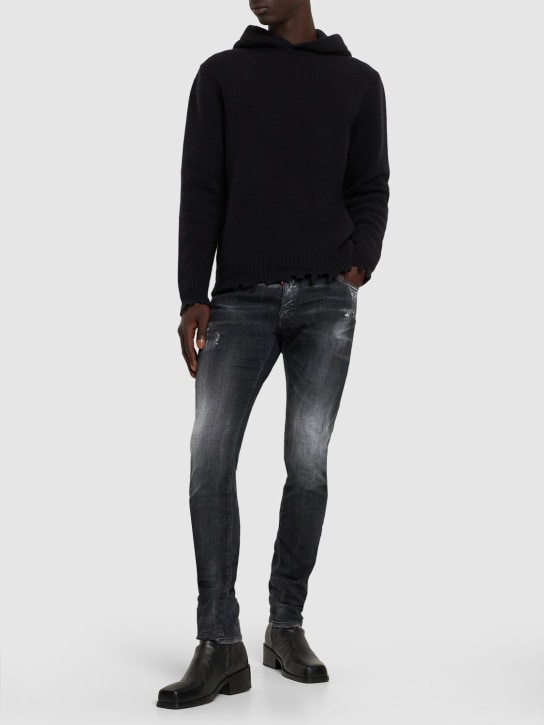 Giorgio Brato: Destroyed wool knit hoodie - men_1 | Luisa Via Roma