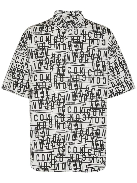 Dsquared2: Chemise manches courtes à logo Icon - Noir/Blanc - men_0 | Luisa Via Roma