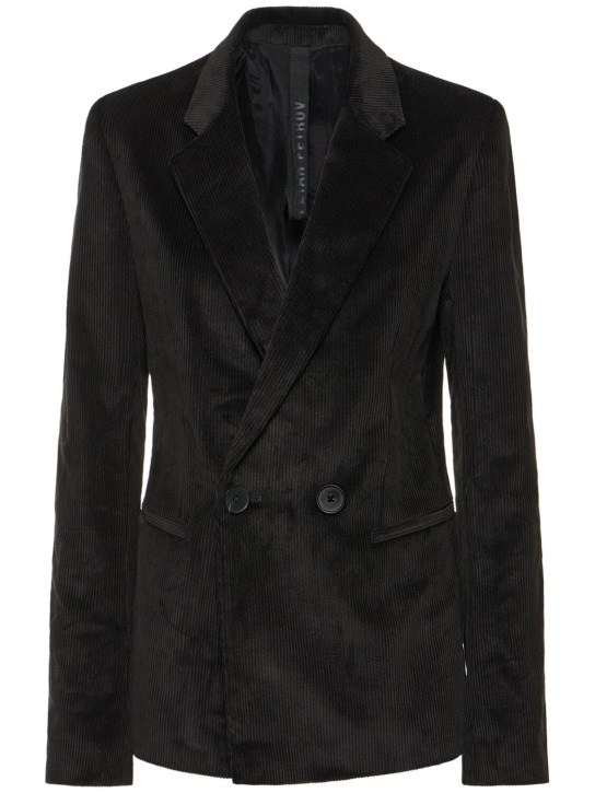 Petar Petrov: Corduroy double breasted jacket - Schwarz - women_0 | Luisa Via Roma