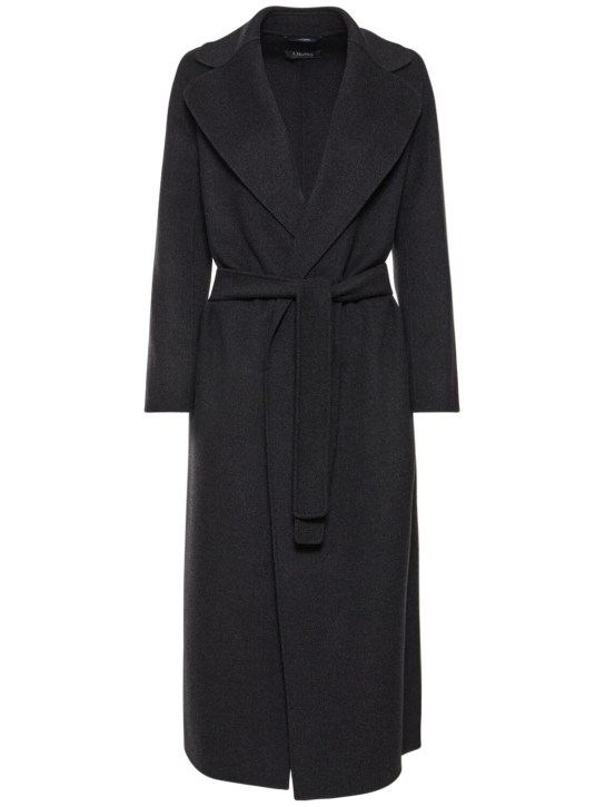 'S Max Mara: Poldo double wool drap belted coat - Koyu Gri - women_0 | Luisa Via Roma