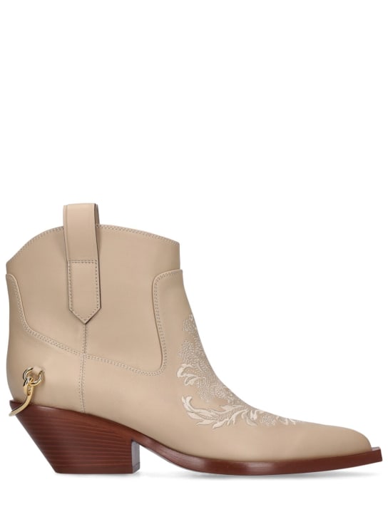 Zimmermann: 45mm Duncan leather ankle boots - Off White - women_0 | Luisa Via Roma