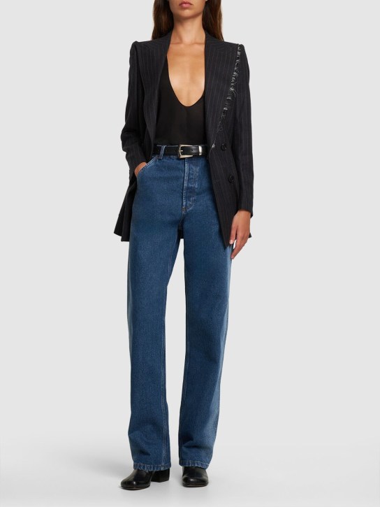 Dries Van Noten: Low rise denim straight jeans - Mavi - women_1 | Luisa Via Roma
