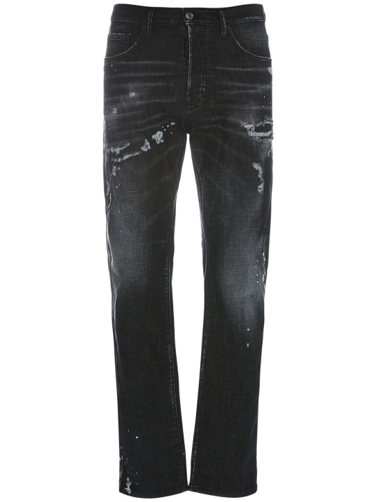 Dsquared2: 642 Stretch cotton denim jeans - Siyah - men_0 | Luisa Via Roma
