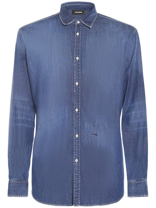 Dsquared2: Camisa de denim de algodón - Azul - men_0 | Luisa Via Roma