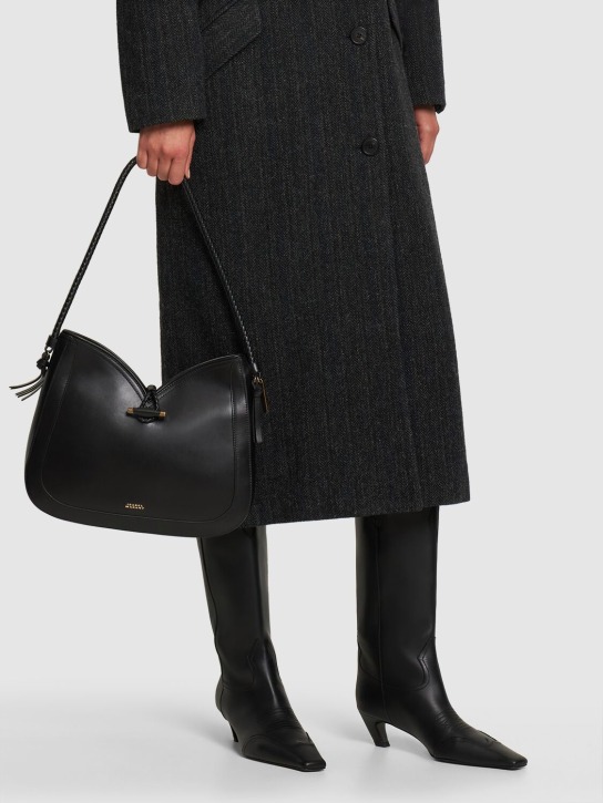 Isabel Marant: Vigo leather hobo shoulder bag - Black - women_1 | Luisa Via Roma