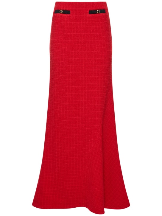 Alessandra Rich: Falda larga de tweed bouclé - Rojo - women_0 | Luisa Via Roma