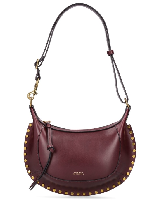 Isabel Marant: Oskan Moon studded leather shoulder bag - Burgundy - women_0 | Luisa Via Roma