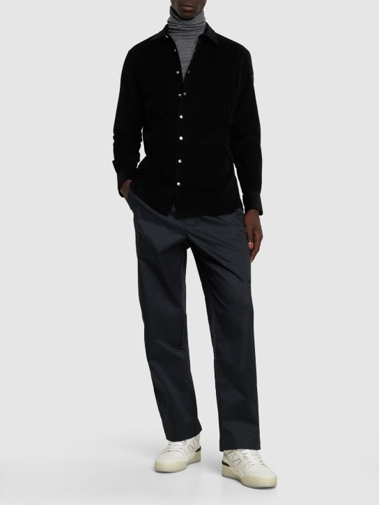 Moncler: Cotton corduroy shirt - Black - men_1 | Luisa Via Roma