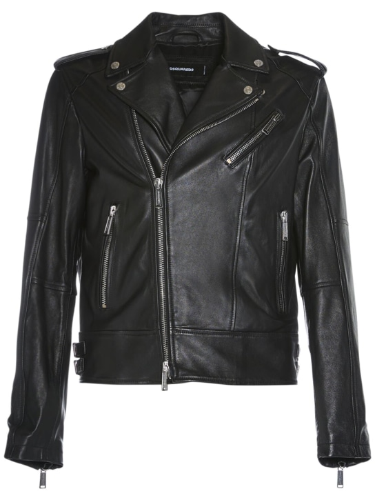 Dsquared2: Kiodo leather zip jacket - Black - men_0 | Luisa Via Roma