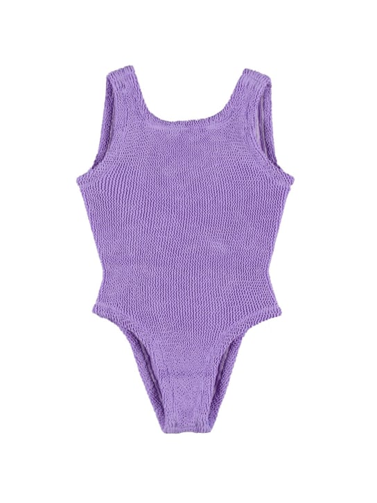 Hunza G: One piece Lycra swimsuit - Purple - kids-girls_0 | Luisa Via Roma