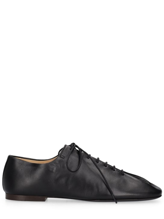 Lemaire: 10mm Souris leather lace-up shoes - Siyah - women_0 | Luisa Via Roma