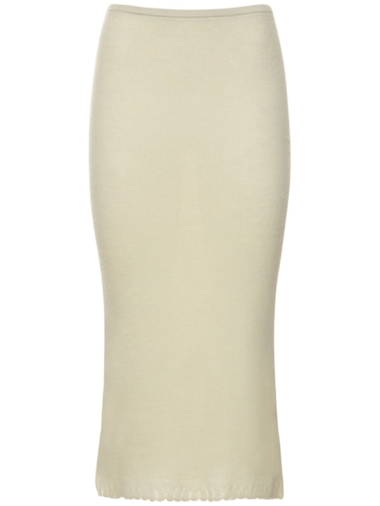 Guest In Residence: LVR Exclusive cashmere midi skirt - Pebble/White - women_0 | Luisa Via Roma