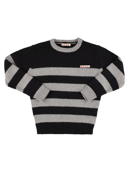 Marni Junior: Striped viscose blend sweater - Black/Grey - kids-boys_0 | Luisa Via Roma