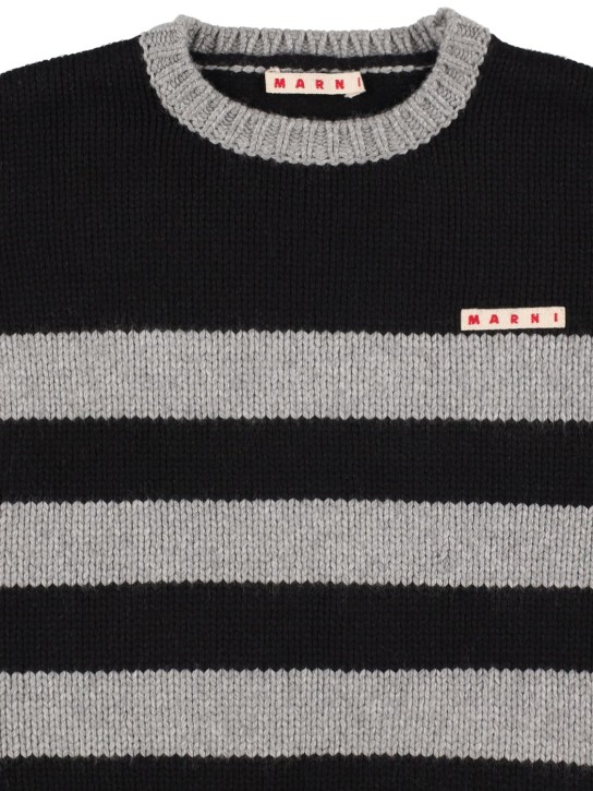 Marni Junior: Striped viscose blend sweater - Siyah/Gri - kids-girls_1 | Luisa Via Roma
