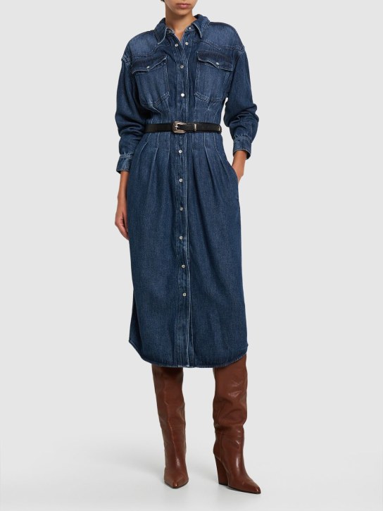 Marant Etoile: Robe chemise longue en lyocell Tomia - Bleu - women_1 | Luisa Via Roma