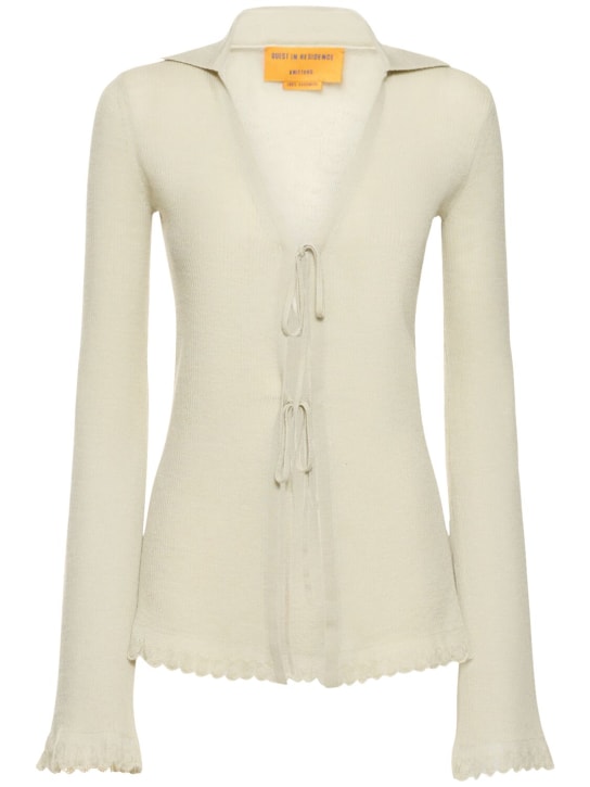 Guest In Residence: LVR Exclusive cashmere cardigan - Pebble/White - women_0 | Luisa Via Roma
