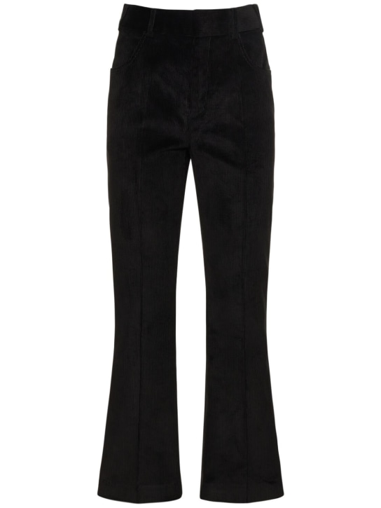 Petar Petrov: ミドルライズコーデュロイストレートパンツ - ブラック - women_0 | Luisa Via Roma