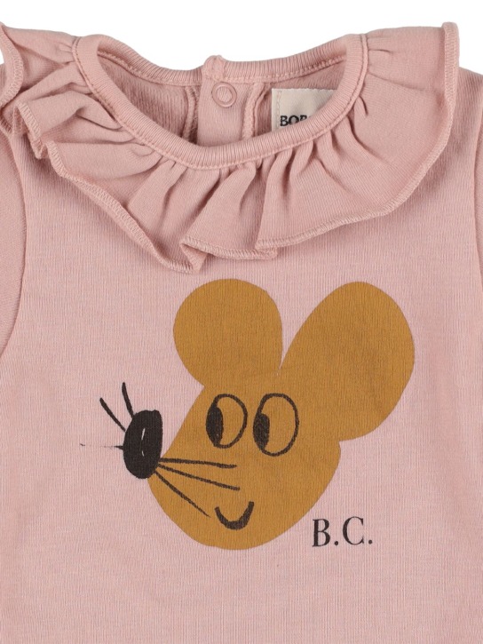 Bobo Choses: 老鼠印花有机棉连体衣 - 粉色 - kids-girls_1 | Luisa Via Roma