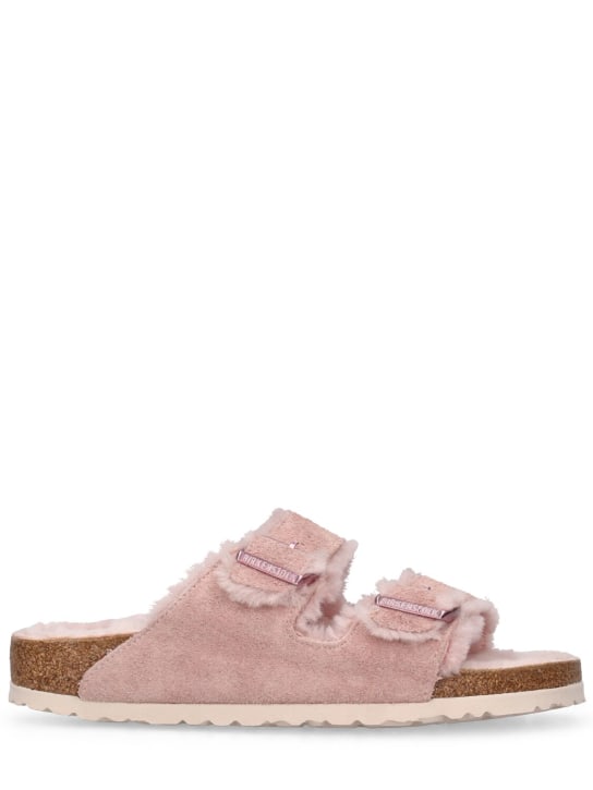 BIRKENSTOCK: Arizona shearling sandals - Pink - women_0 | Luisa Via Roma