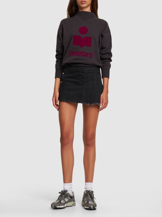 Marant Etoile: Moby cotton blend logo sweatshirt - Navy/Fuchsia - women_1 | Luisa Via Roma