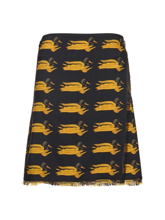 Burberry: Duck wool knit midi kilt - Yellow/Black - women_0 | Luisa Via Roma