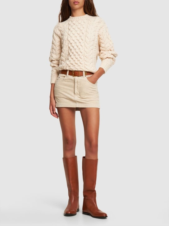 Marant Etoile: Rania corduroy cotton linen mini skirt - Bej - women_1 | Luisa Via Roma