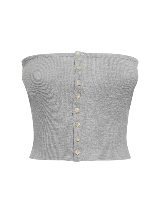 Auralee: Super fine wool rib knit band top - women_0 | Luisa Via Roma