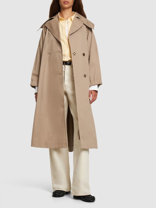 Patou: Trench-coat en coton avec ceinture - Beige - women_1 | Luisa Via Roma