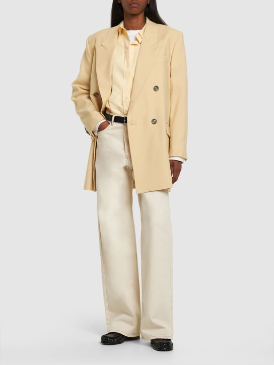 AMI Paris: Veste en laine à double boutonnage - Jaune Clair - women_1 | Luisa Via Roma