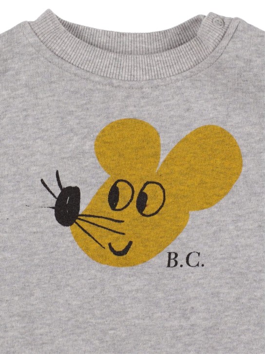 Bobo Choses: Mouse print organic cotton sweatshirt - Grey - kids-girls_1 | Luisa Via Roma