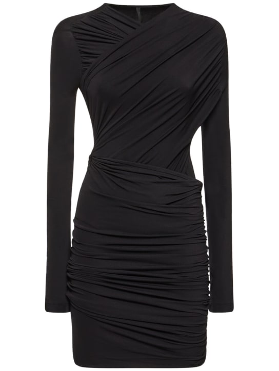 Petar Petrov: Jersey wrapping long sleeve mini dress - Black - women_0 | Luisa Via Roma