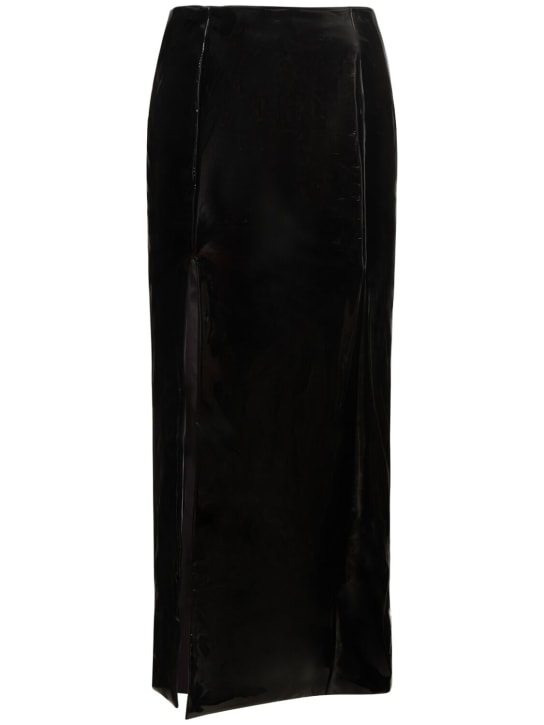 GCDS: Vinyl long skirt w/ side slit - Black - women_0 | Luisa Via Roma