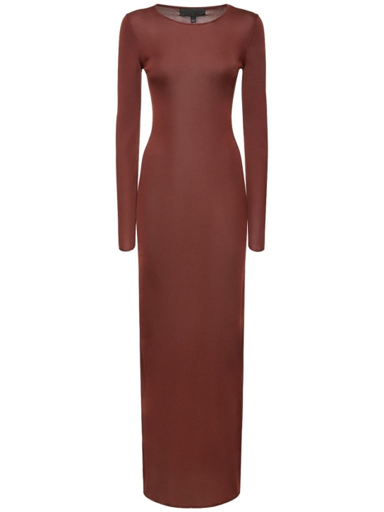 Nili Lotan: Caper knitted silk long sleeve dress - Brown - women_0 | Luisa Via Roma