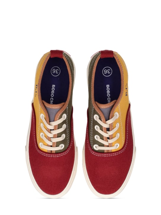 Bobo Choses: Printed organic cotton lace-up sneakers - Bunt - kids-girls_1 | Luisa Via Roma