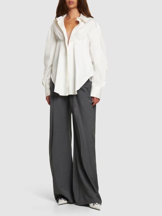 Alessandro Vigilante: Hemd aus Baumwollpopeline mit Ausschnitt - Weiß - women_1 | Luisa Via Roma