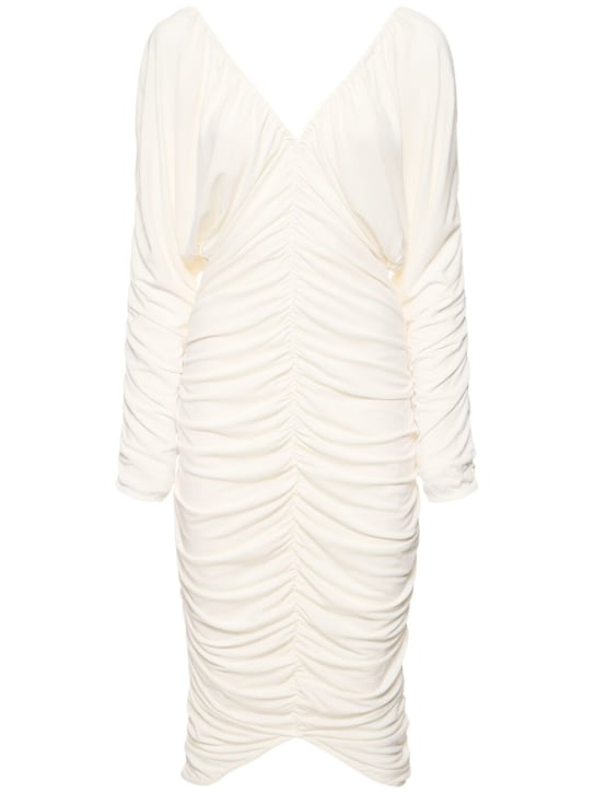 Interior: Robe midi drapée à col en V The Beatrice - Blanc - women_0 | Luisa Via Roma