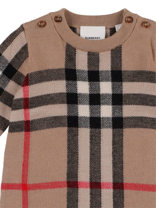 Burberry: Pelele de lana y cashmere estampado - Beige - kids-boys_1 | Luisa Via Roma