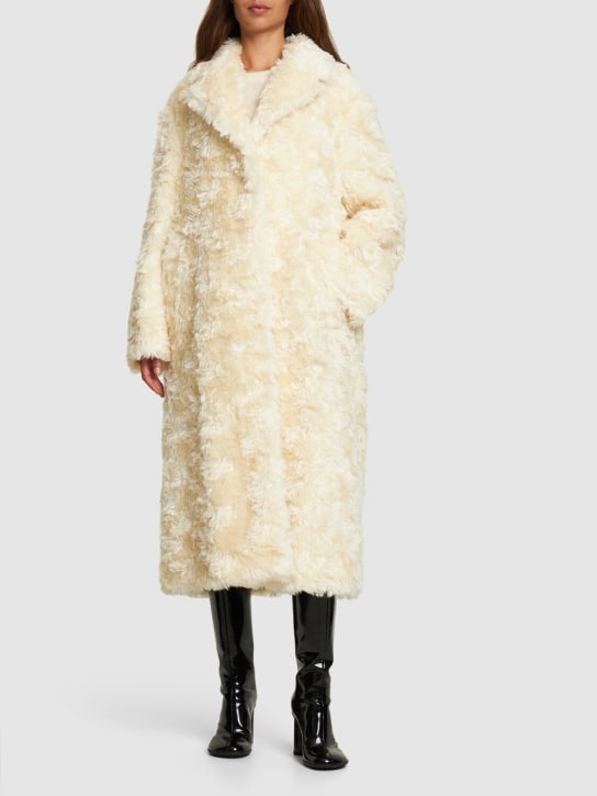 Jil Sander: Cappotto monopetto in misto mohair - Avorio - women_1 | Luisa Via Roma