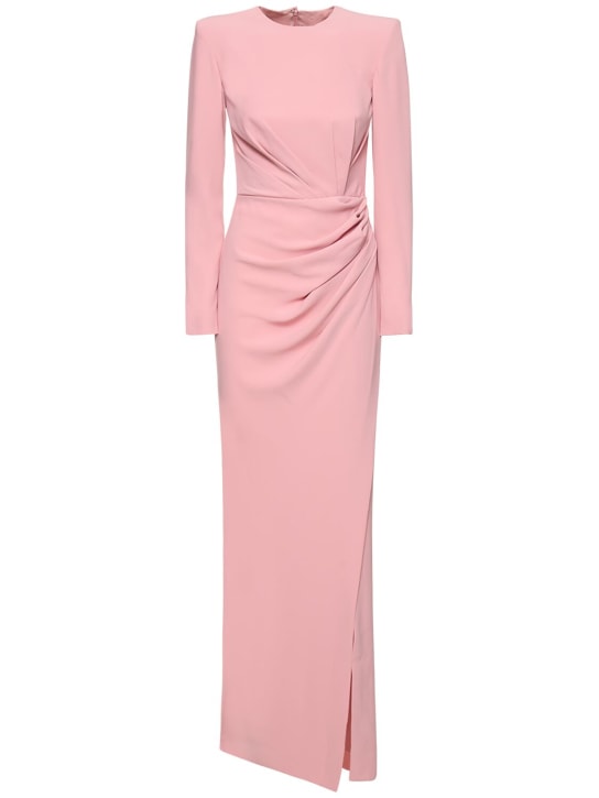 Zuhair Murad: Cady draped long sleeved maxi dress - Pink - women_0 | Luisa Via Roma