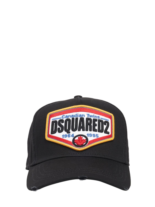 Dsquared2: Cappello baseball con logo - Nero - men_0 | Luisa Via Roma