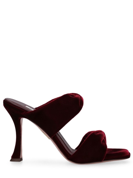 Aquazzura: 95mm Twist velvet sandals - Bordeaux - women_0 | Luisa Via Roma