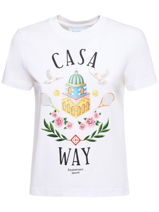 Casablanca: Casa Way 프린트 코튼 저지 티셔츠 - 멀티컬러 - women_0 | Luisa Via Roma