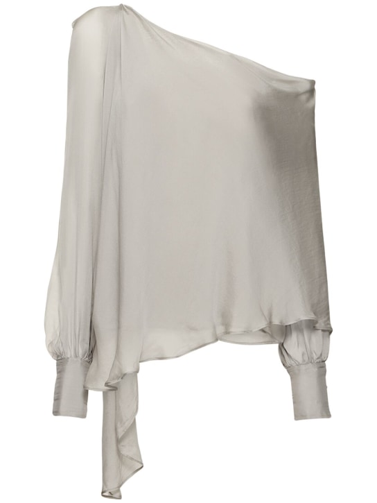 Interior: The Mirabel asymmetric silk top - Gri - women_0 | Luisa Via Roma
