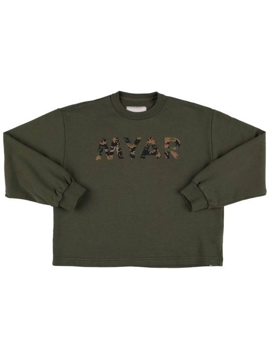 Myar: Sweatshirt aus Baumwolle mit Logo - Militärgrün - kids-boys_0 | Luisa Via Roma