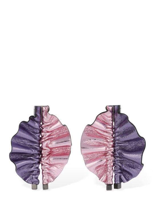 So-le Studio: Mini Alie leather stud earrings - Violet/Pink - women_0 | Luisa Via Roma